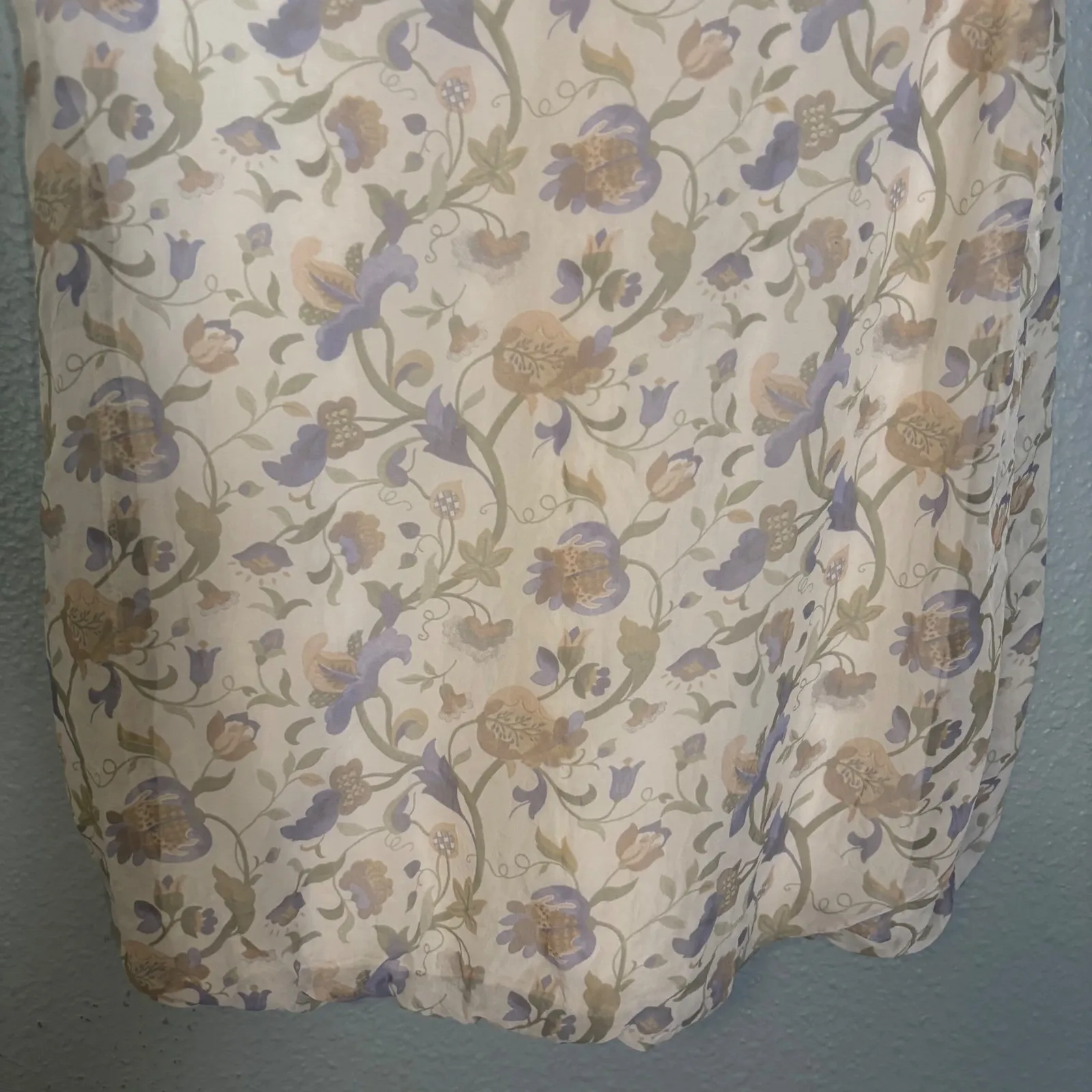 Elena Baldi Floral Silk Sleeveless Top Made in Italy‎ Beige Purple Women's Small Tan - Image 10