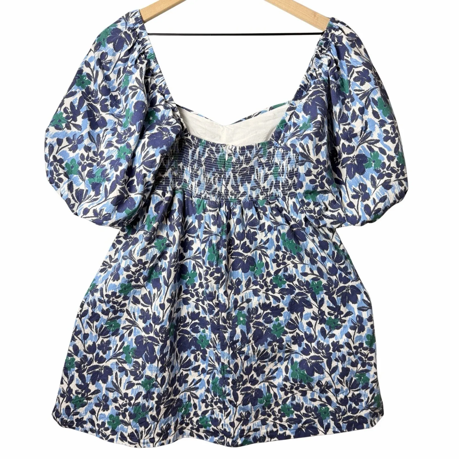 Peter Som x Rent the Runway Babydoll Floral Dress Blue Cotton Blend Size 8 - Image 2