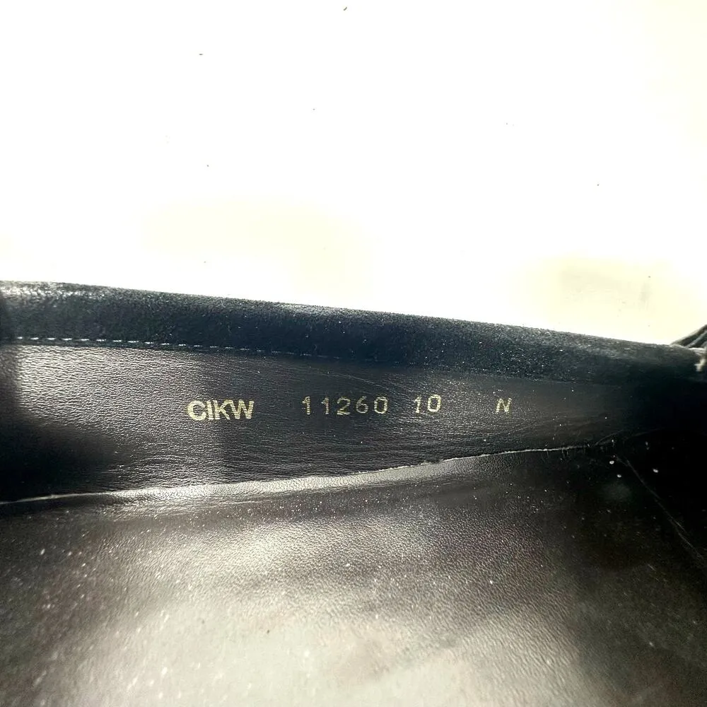 Stuart Weitzman Size 10 Flats Black Suede Loafers Stitched Buckle Slip On Casual - Image 7