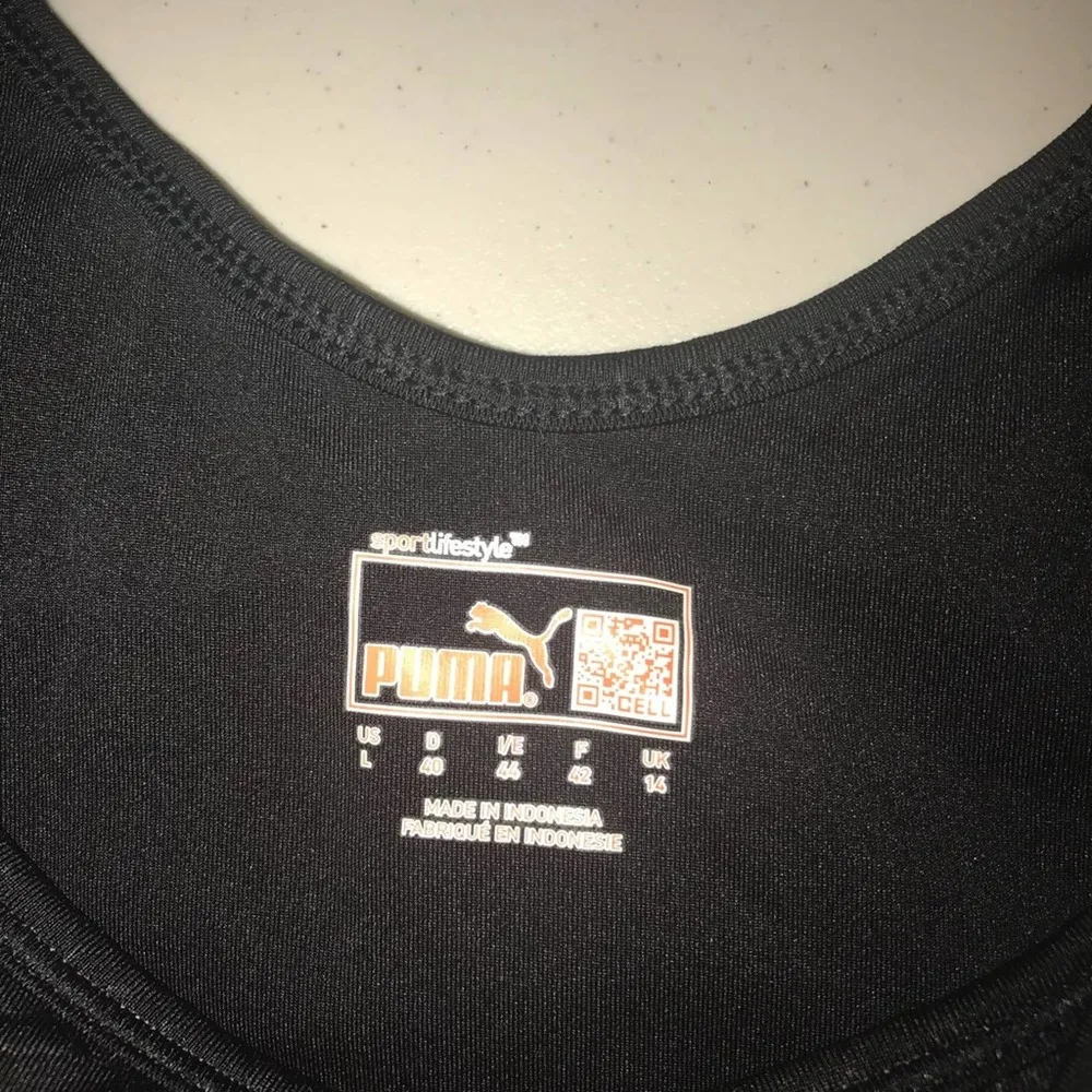 PUMA BLACK GRAY MARBLED STRETCH ACTIVEWEAR TANK TOP LARGE - Image 4