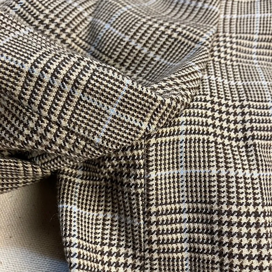 Petite Sophisticate Women's Plaid Wool Blend Blazer Double Breasted Size 6 Brown - Image 5