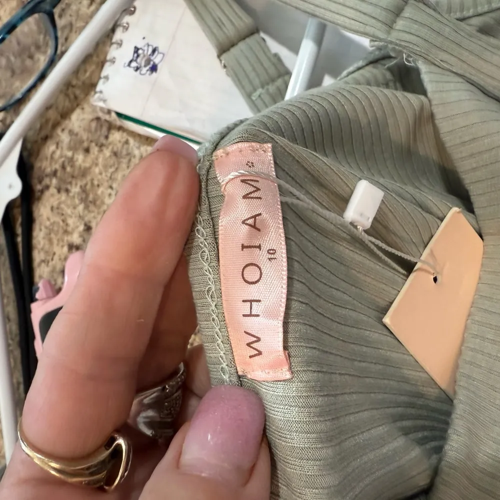 Pastel Green Ribbed Mini Dress Size M - Image 4