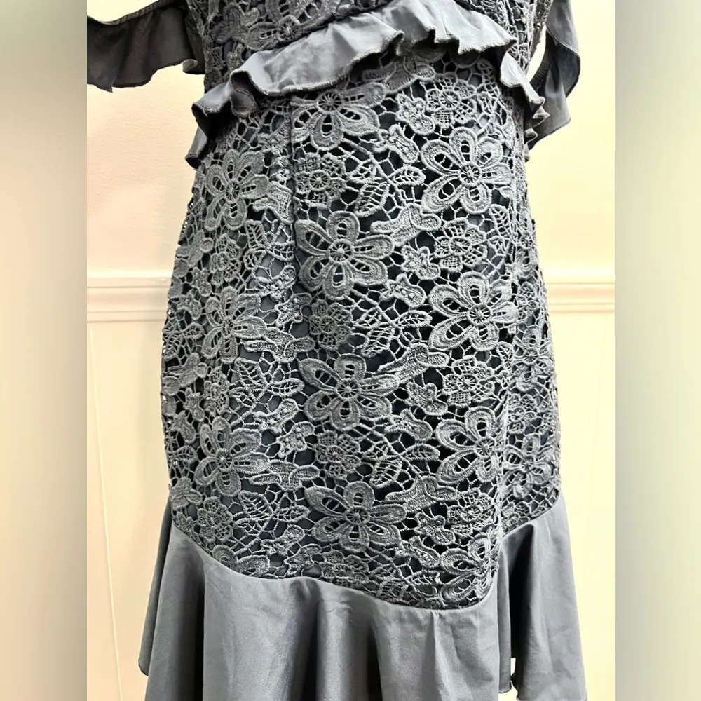 Twosisters the Label Lizzie Ruffle Off Shoulder Mini Dress Steel Blue 6 - Image 8