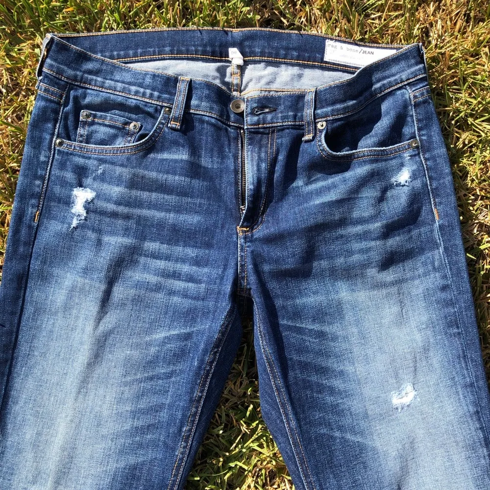 Rag & Bone Dre Low Rise Skinny  Distressed Stretch Raw Hem Jeans Sz 30 - Image 2