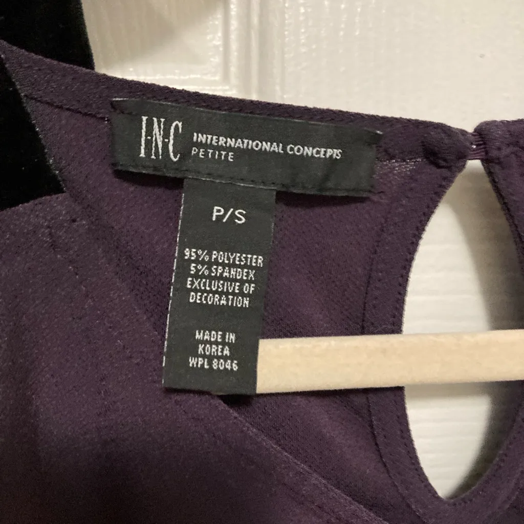 I.N.C International Concept Petite Purple Cold Shoulder Long Sleeve Blouse - Image 6