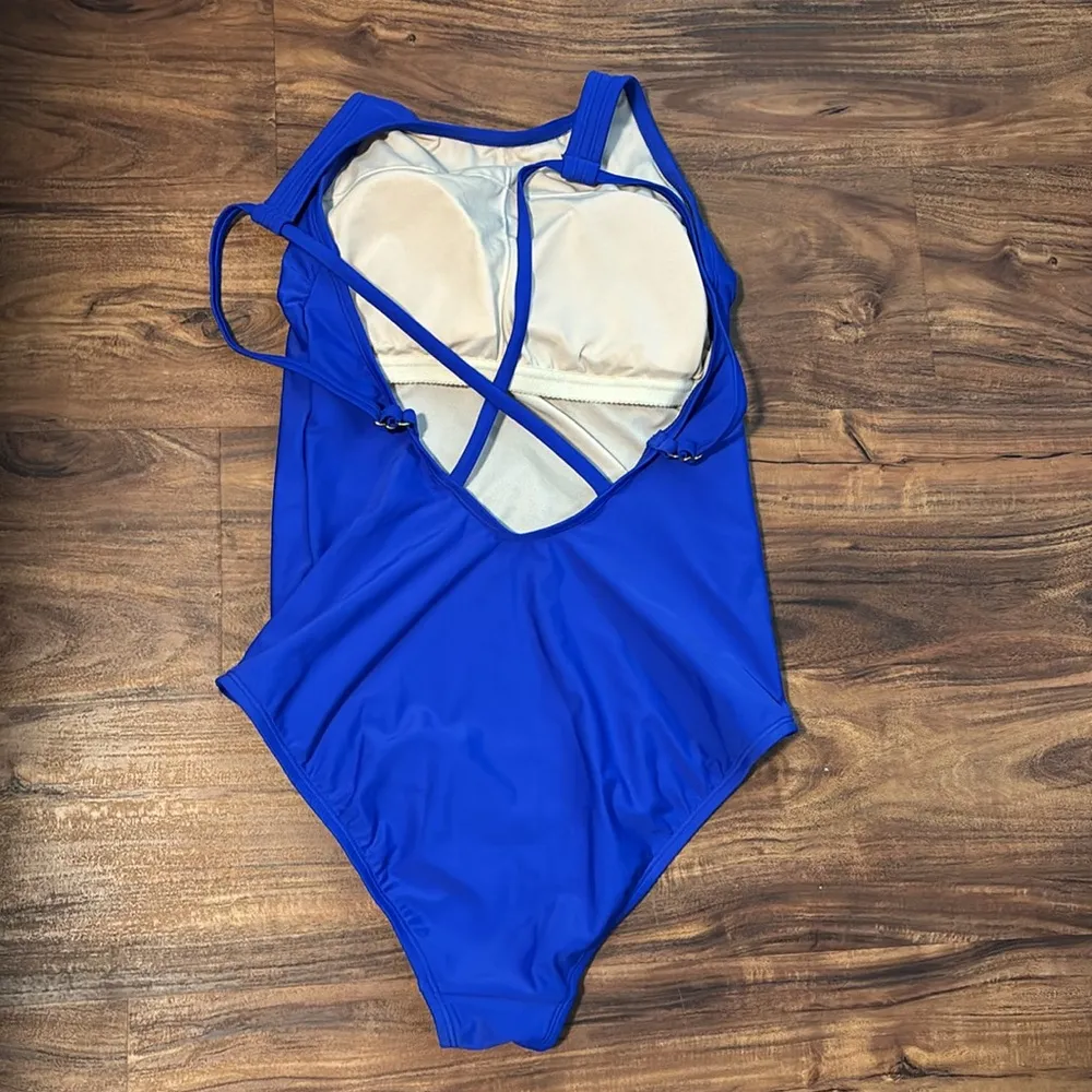 Kona Sol Blue High Neck Swimsuit One Piece - Image 2