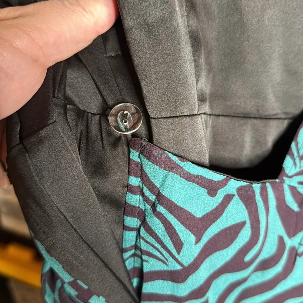 Karina Grimaldi Rhode Print Dress Teal & Purple Zebra Animal Print Size Medium - Image 4