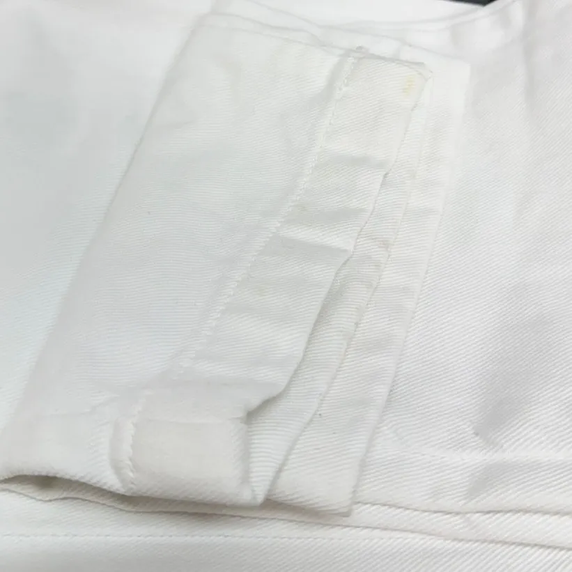 Zara Gold Button High Waisted Straight Leg Ankle Pants White Cotton size Small - Image 4