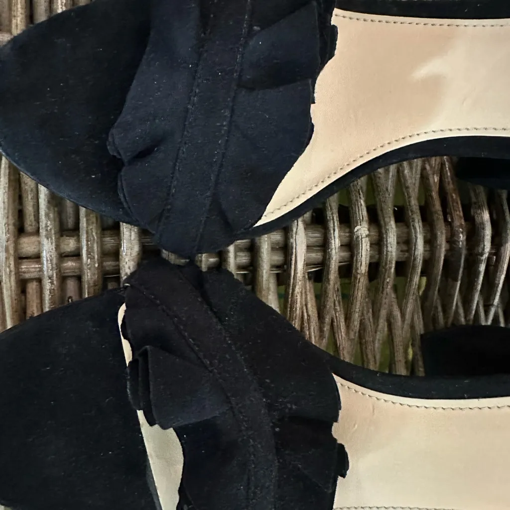 Vince Camuto Black Ruffle  Suede Heeled Sandal - Image 7