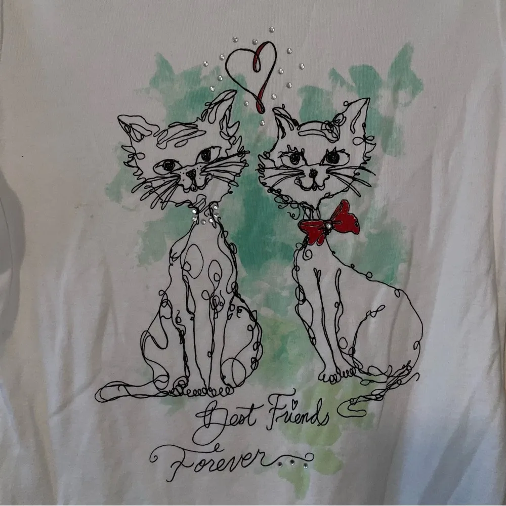 Karen Scott Petites White Best Friends Forever Cat Graphic Tee Size Petite Large - Image 3