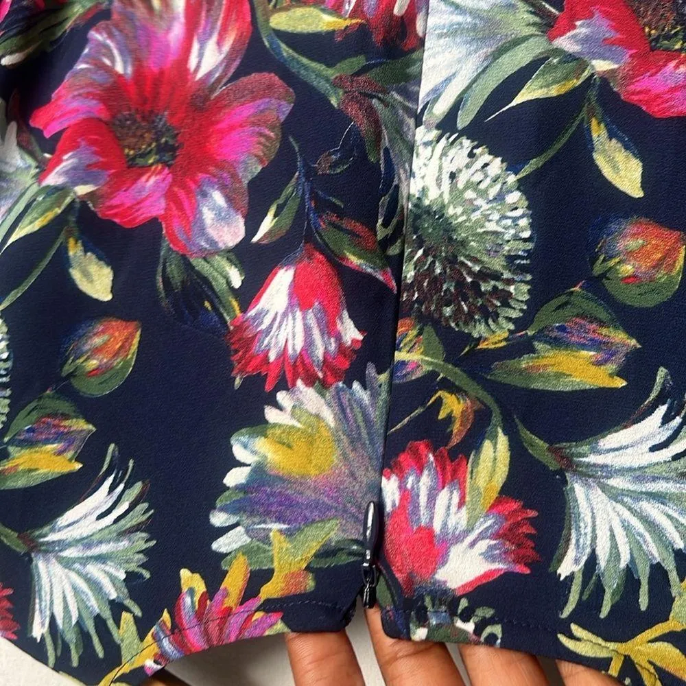 J. Crew Women's Flouncy Hem Dress Painted Floral Long Sleeve - Image 10