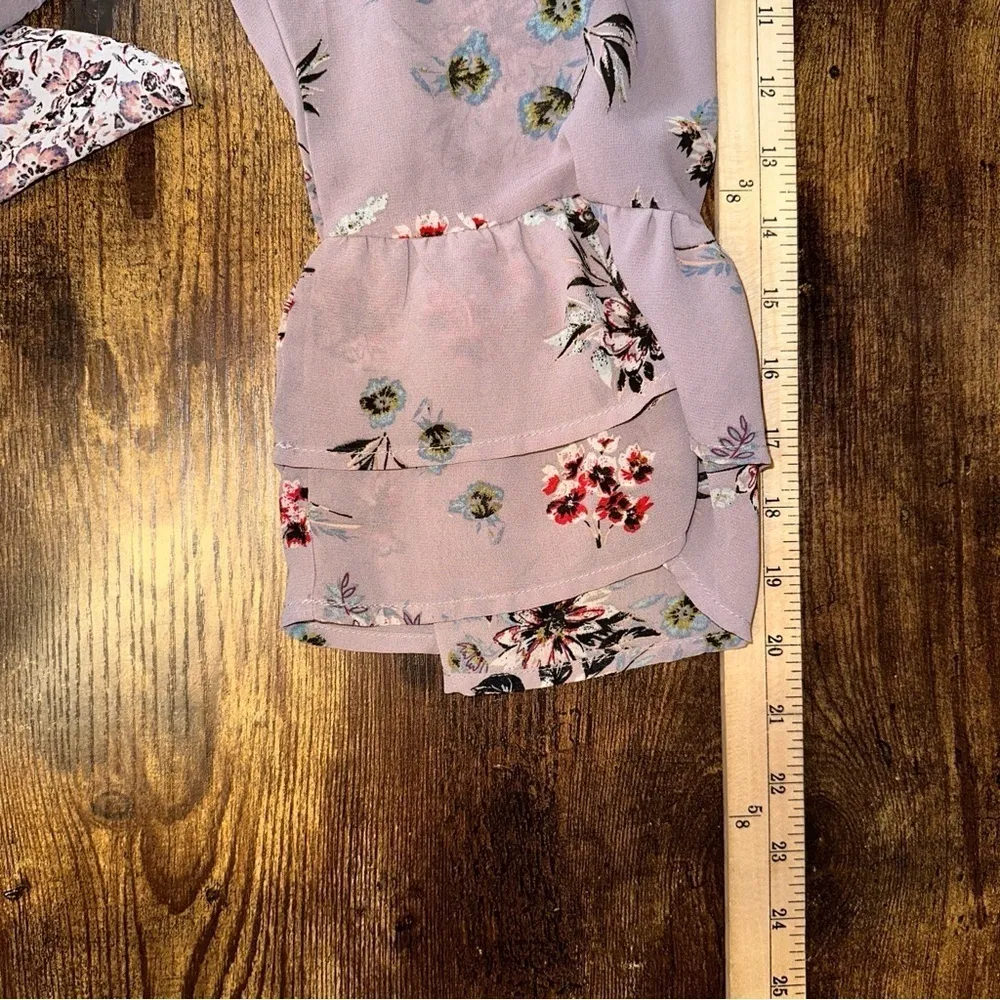 Artesia Top Womens XXL Lilac Floral Pattern Baby Doll V - Image 9
