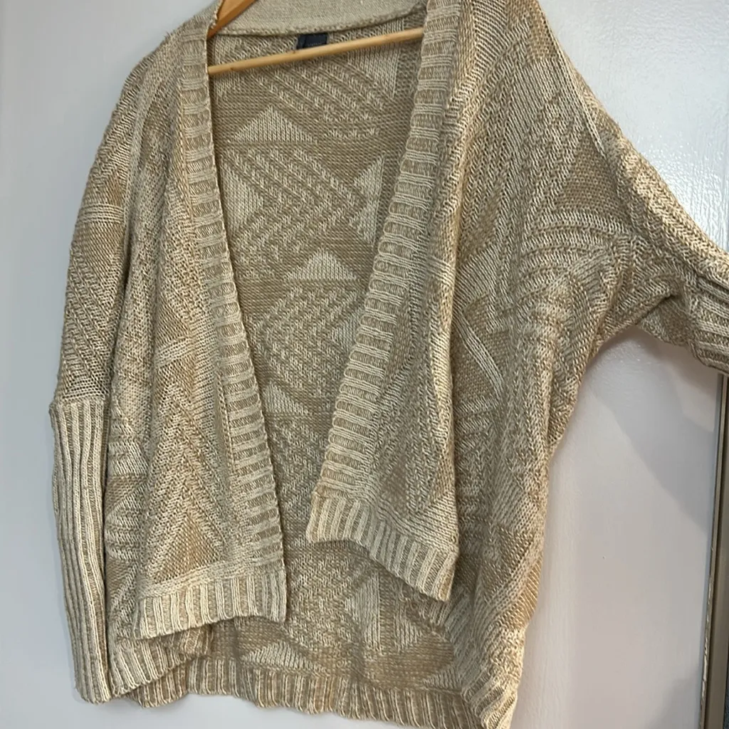 MOVING SALE Sparkle and Fade Beige Knit Cardigan - Image 3