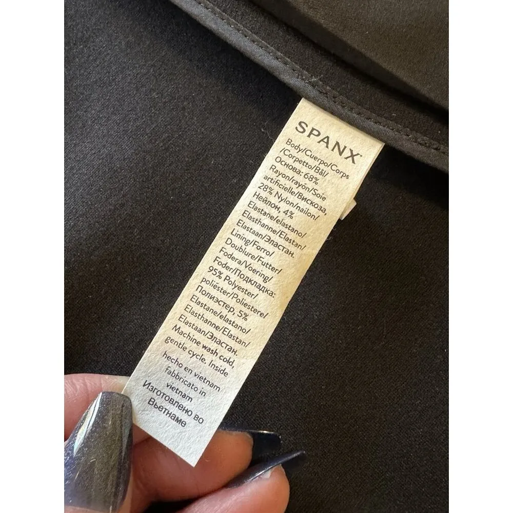 Spanx Perfect Collarless Blazer Black Ponte Knit Jacket Oversized Women’s Size M - Image 7