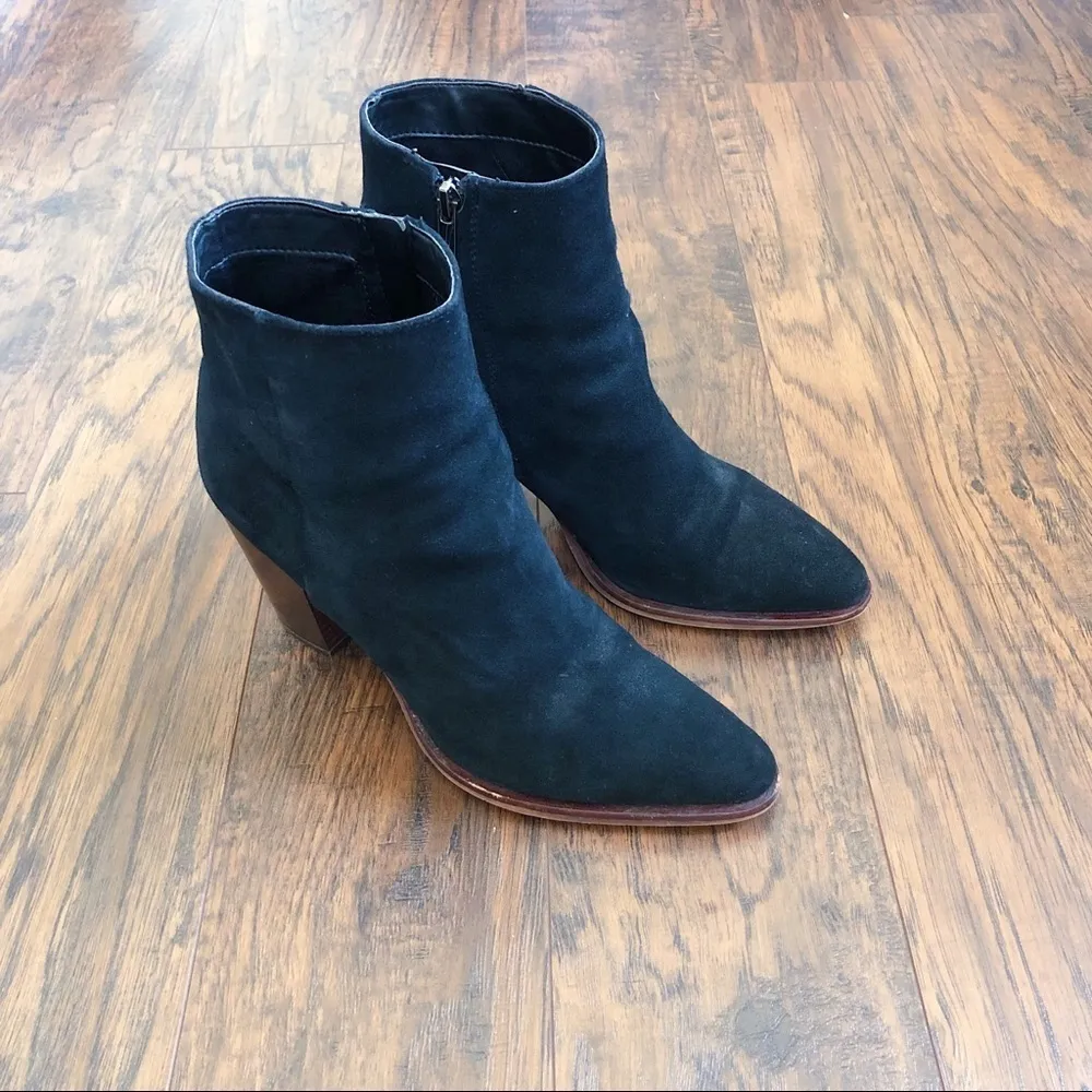 Sam Edelman • Blake suede bootie black leather heeled ankle boot pointed toe - Image 14