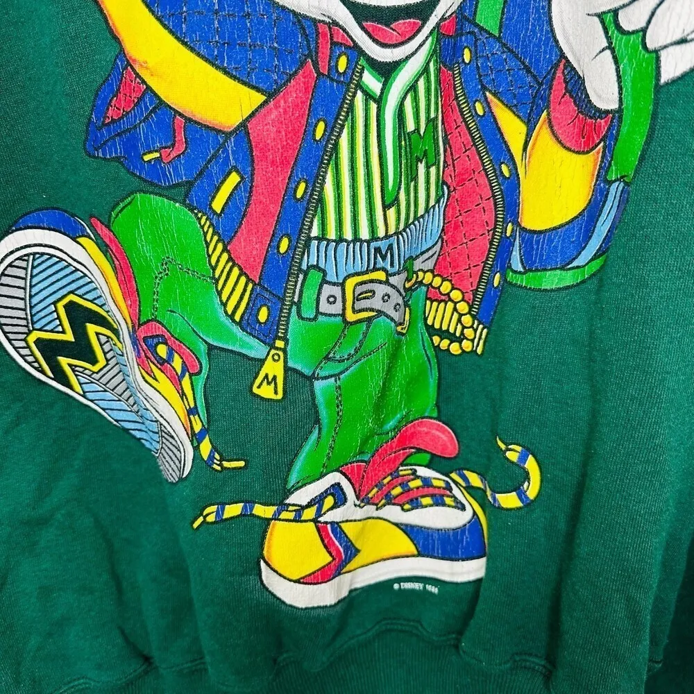 Mickey Unlimited Vtg 90's Hip Hop Mickey Sweatshirt Green USA Made XL - Image 4
