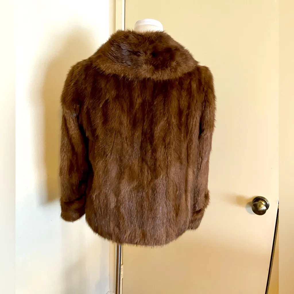 Mink Fur Coat size 8 Brown - Image 12