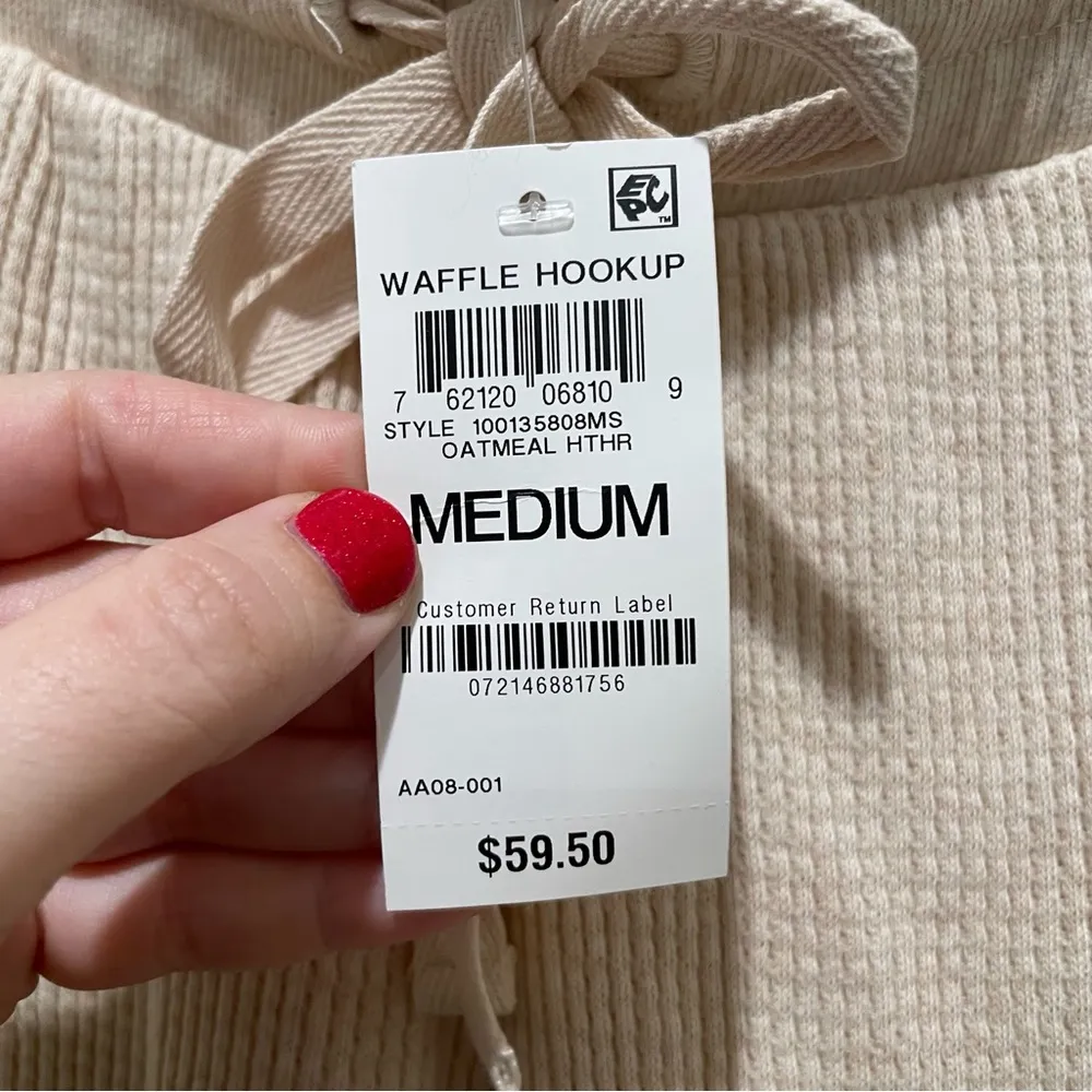 Style & Co Waffle Knit Jogger Pants Oatmeal Size Medium - Image 5