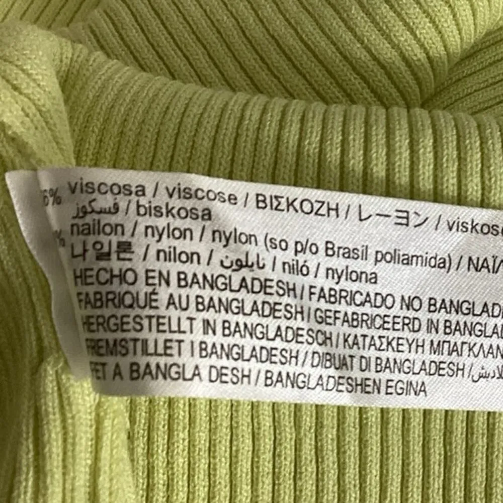 Zara Yellow Halter Ribbed Knit Sleeveless Pullover Mini Bodycon Dress Size S - Image 8