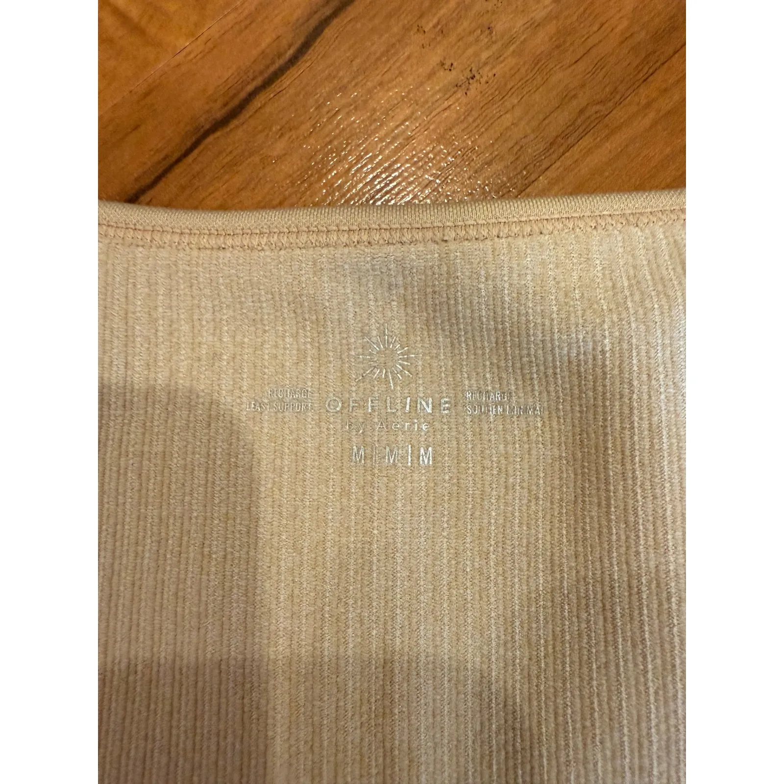 OFFLINE by Aerie Ribbed Cropped Tank Top Sleeveless Beige Activewear bra minimal Tan Size M - Image 3