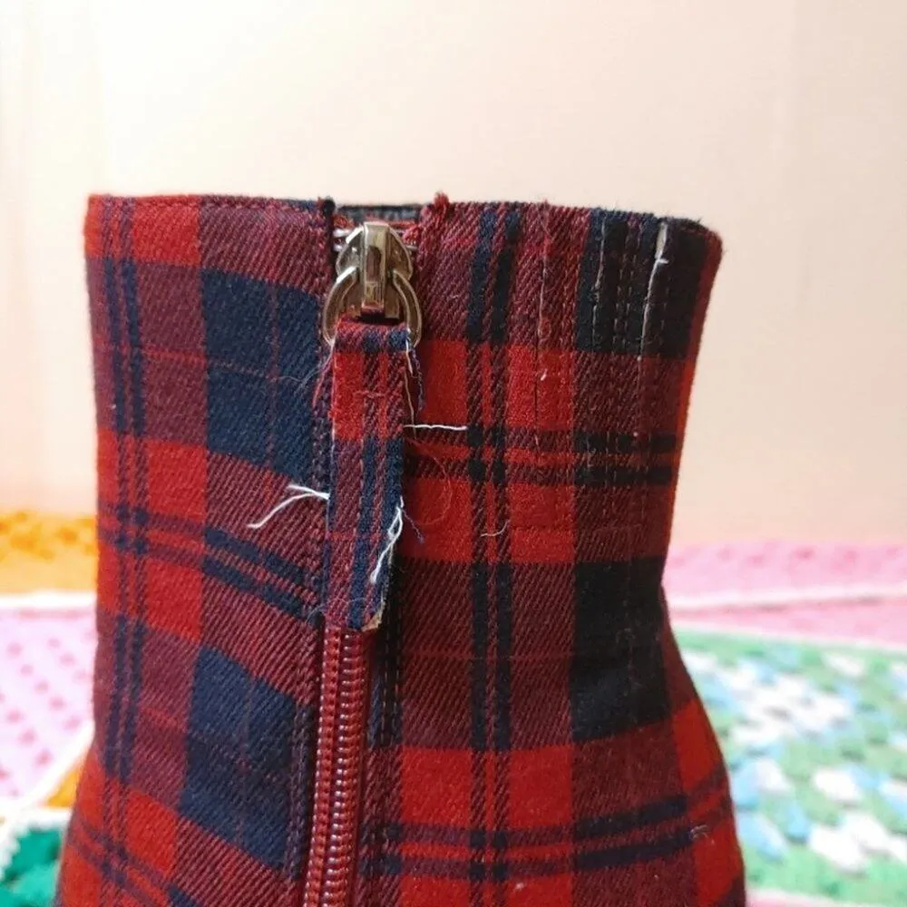 Alias Mae Ahara Bootie EU 36 Plaid Chunky Unique Statement Zipper Red Tartan Size 6 - Image 15