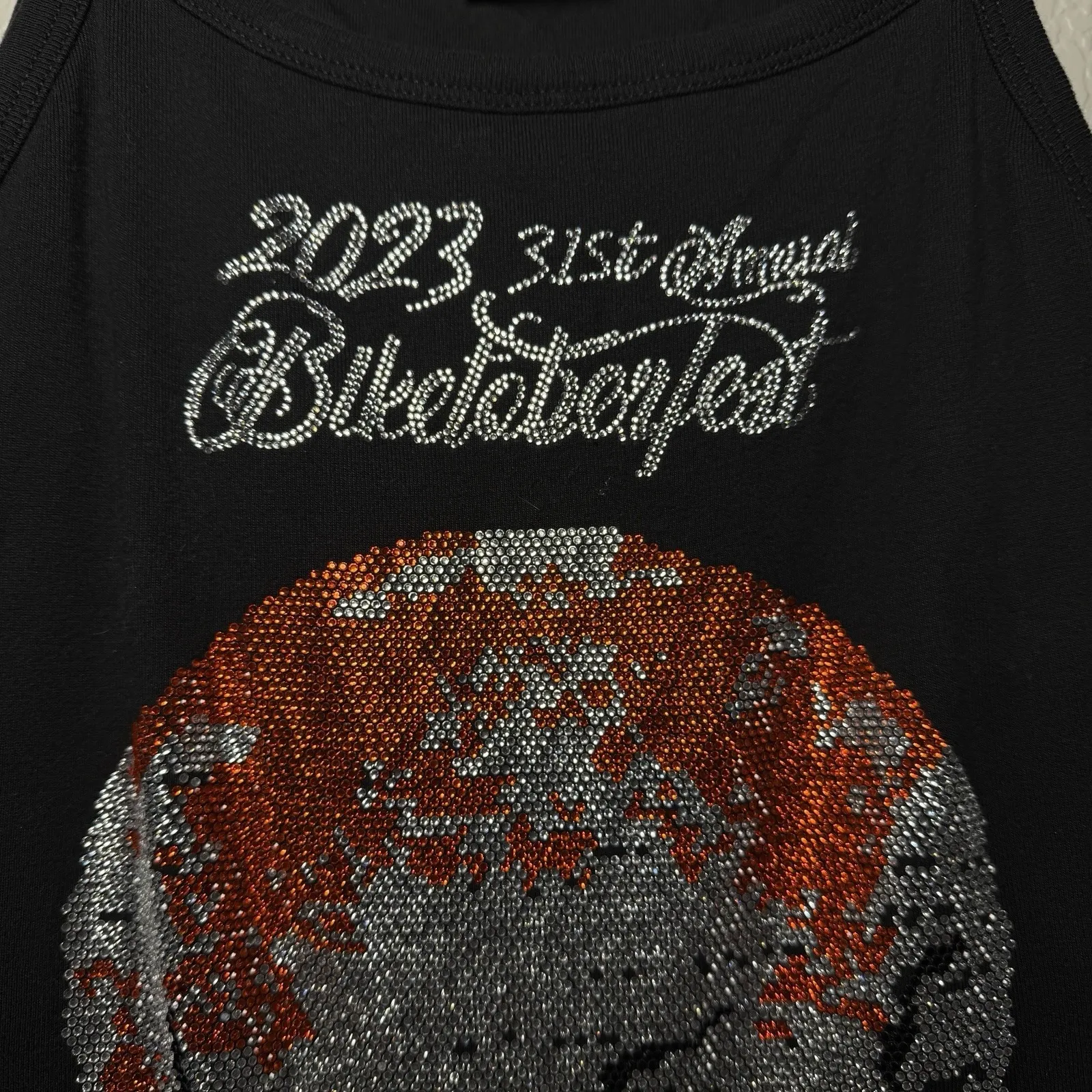 BikerLife Women's Biketoberfest 2023 Skull Rhinestone Tank Top 3XL Black Goth Size undefined - Image 4