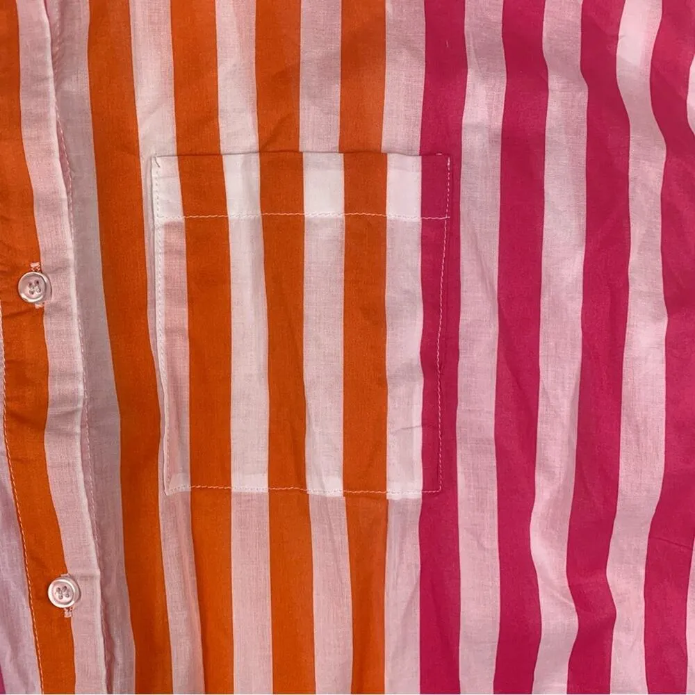 Beach Riot women's small medium Alexa casual Pink and Orange Button Down Shirt - Image 10