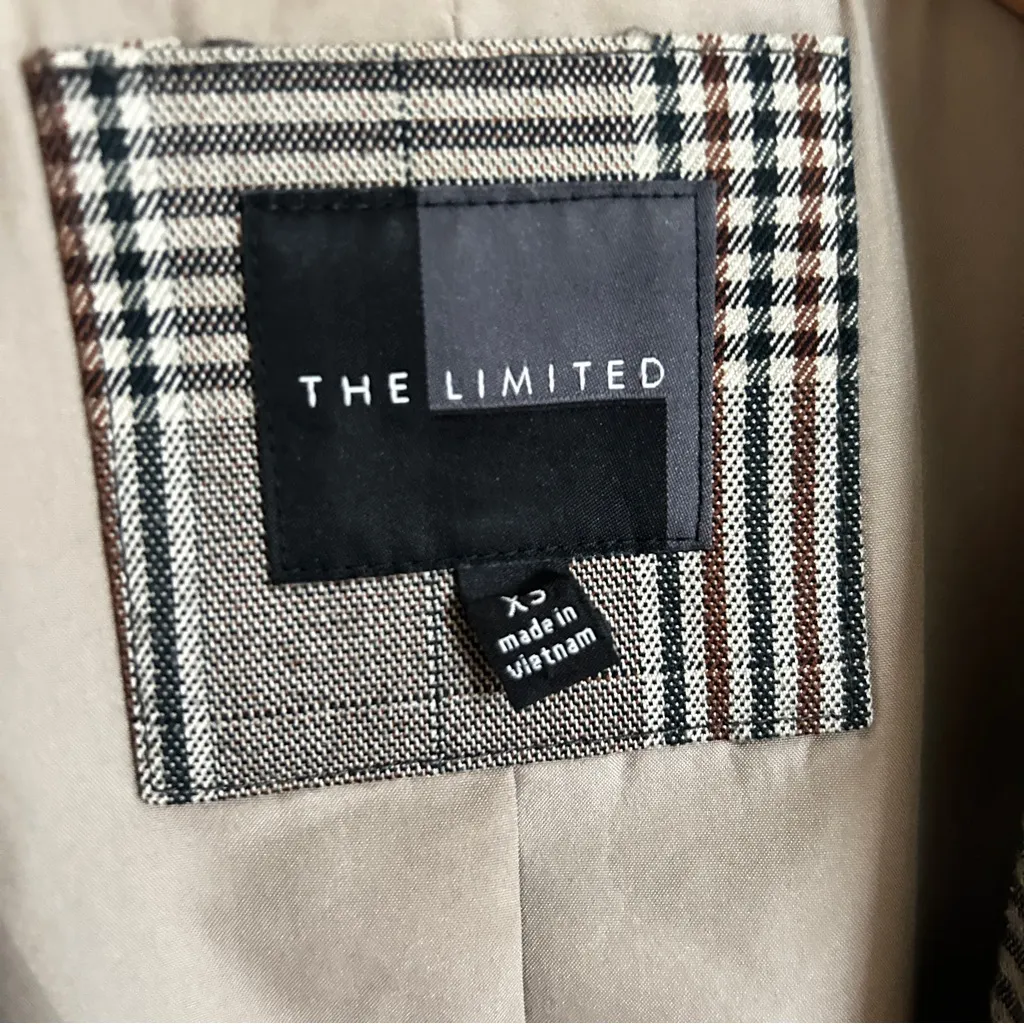 The Limited Brown and Gray Light Academia Preppy Checkered Blazer - Image 6