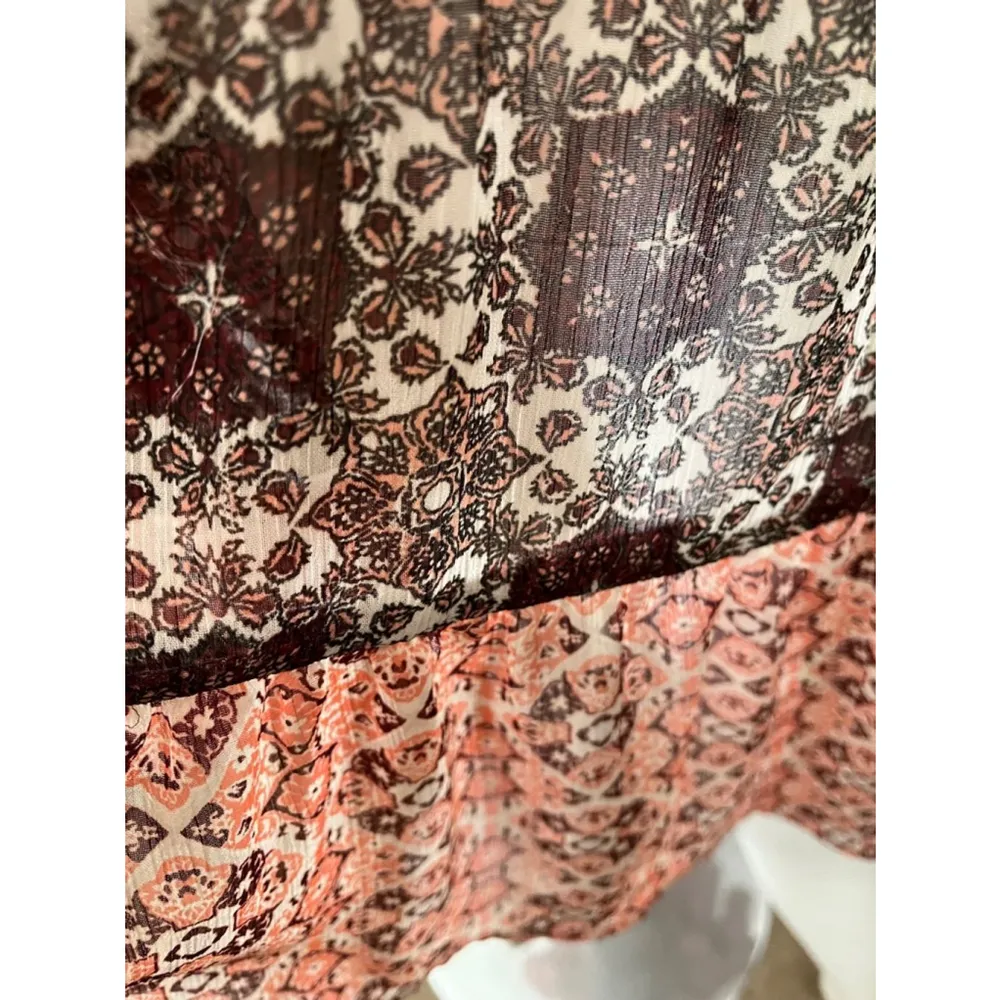 Coco + Jaimeson sleeveless paisley floral country Brown Pink button down dress M - Image 4