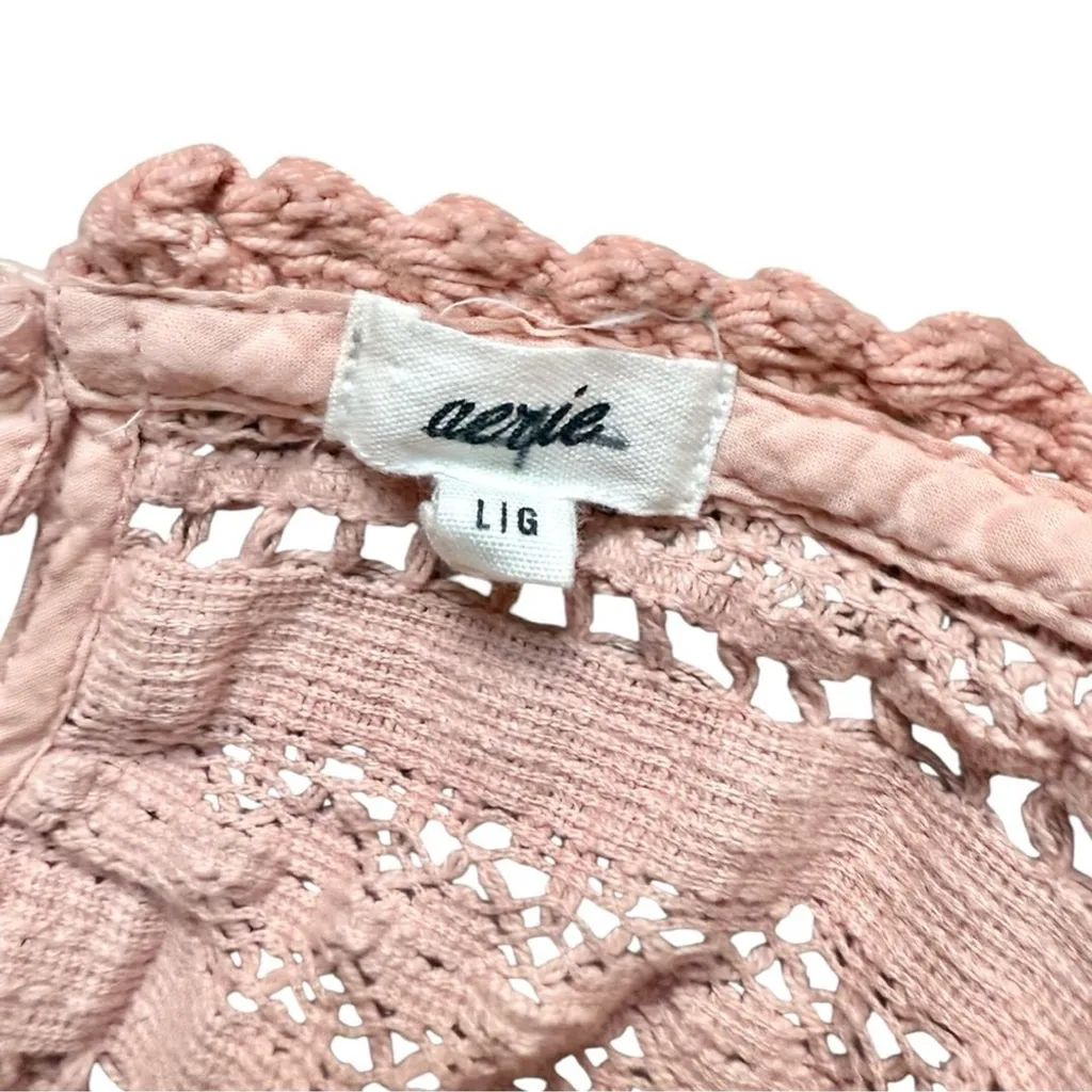 Aerie Crochet Textured Crop Top Tank Rosy Pink Size Large Boho Cottagecore - Image 7