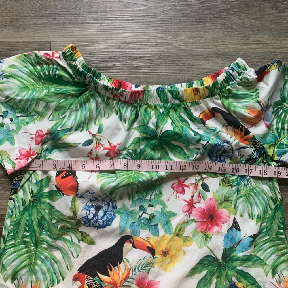 Soft Surroundings Off The Shoulder Floral Toucan Dress M - Image 4