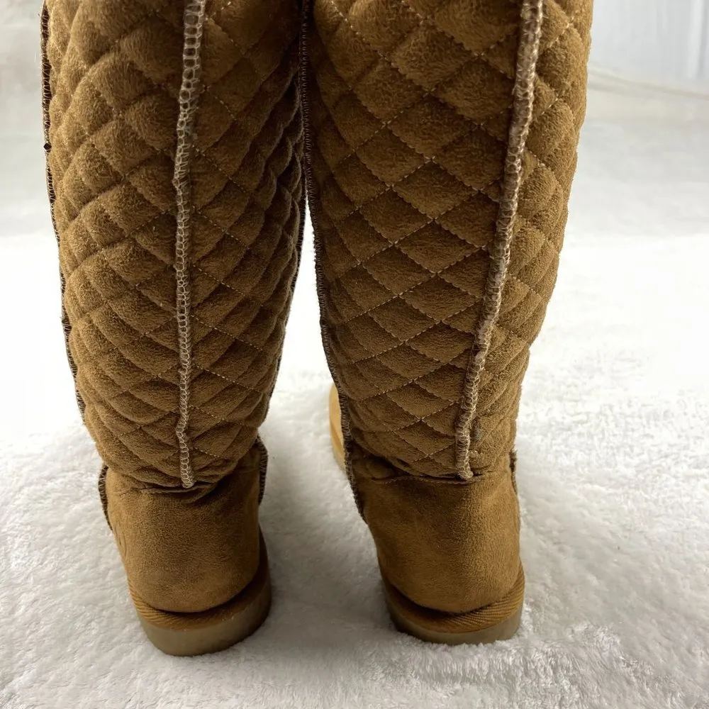 Airwalk Quilted Teagan Fur Lined Boots Womens Size 5.5 Cognac Brown Midcalf Warm - Image 7