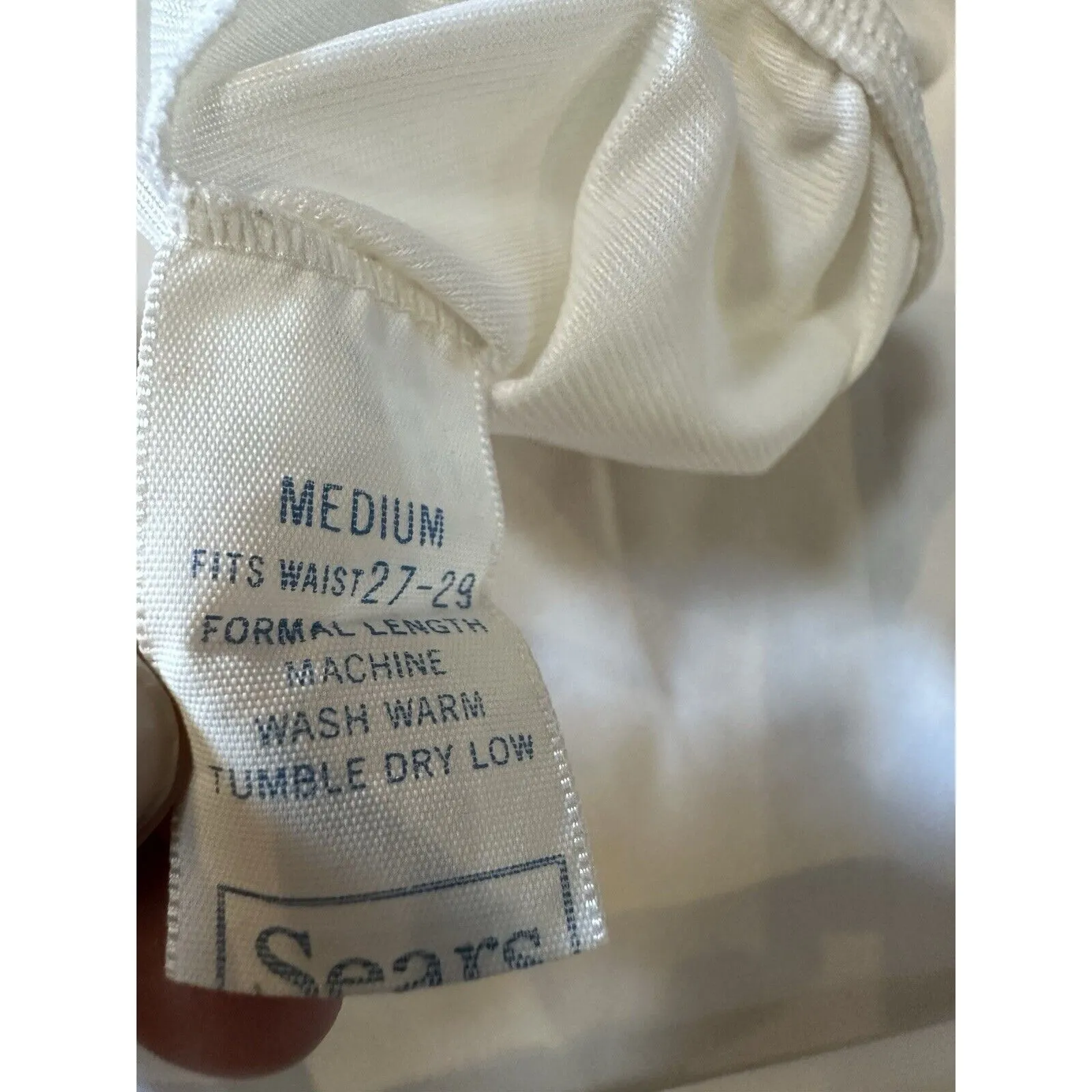 Sears The Doesn't Slip Long White Slip Side Slit Sz Medium Lace Bottom 38" Long White - Image 4