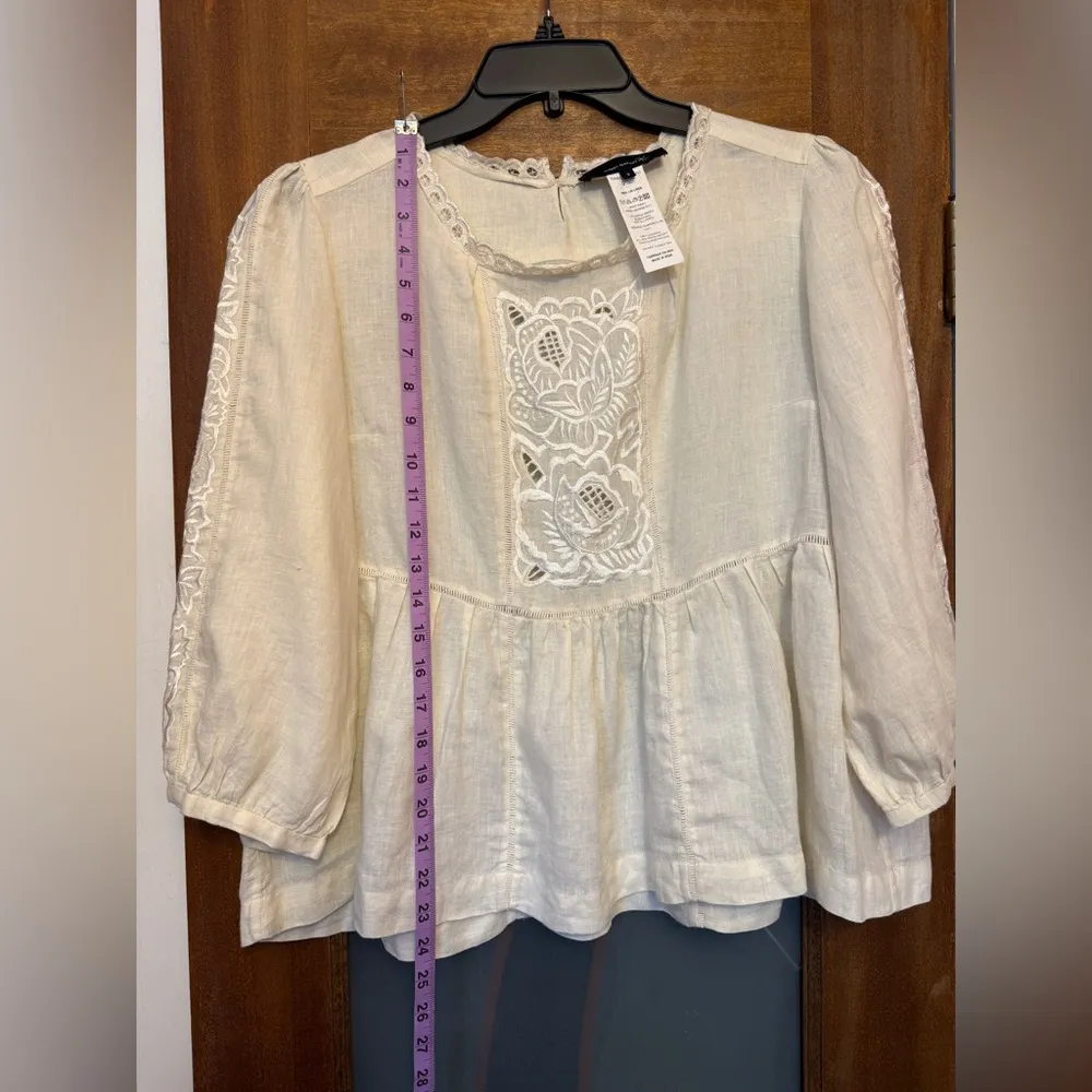 Isabel Marant Vtg Embroidered L/S Cream 100% Linen Blouse Top Size 3 (Lge) - Image 6