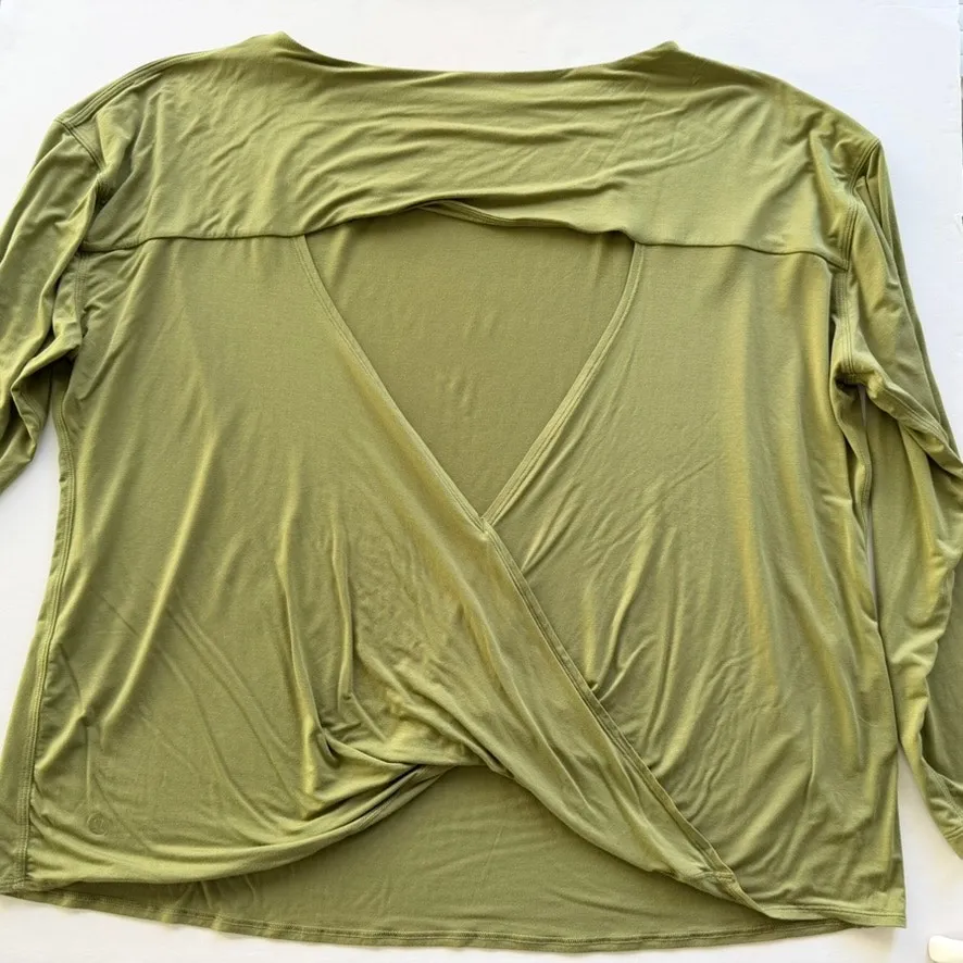 Lululemon Modal-Blend Open-Back Long Sleeve Shirt Bronze Green Plus 16 - Image 5
