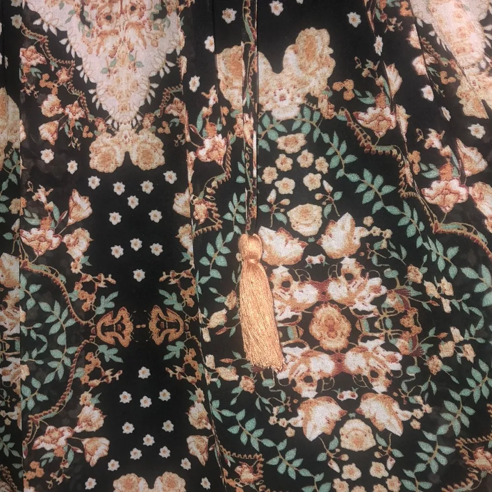 Aakaa Size S Floral Tassel Tie Neck Mini Babydoll Boho Dress - Image 6