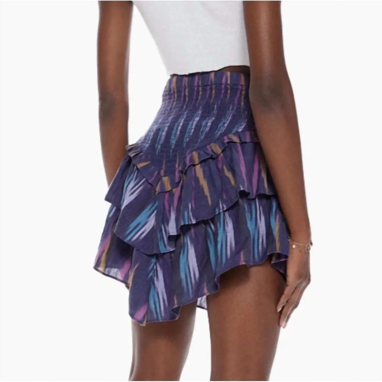 MOTHER‎ Ruffled Up Purple Skirt Small Artist In Residence Mini Asymmetrical NWT - Image 3