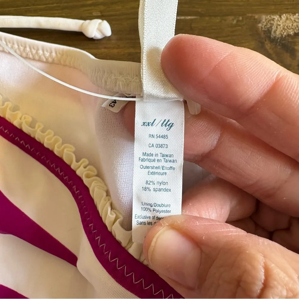 American Eagle Side Tie Bikini bottoms Swimsuit Stripe Magenta Pink XXL Plus - Image 2