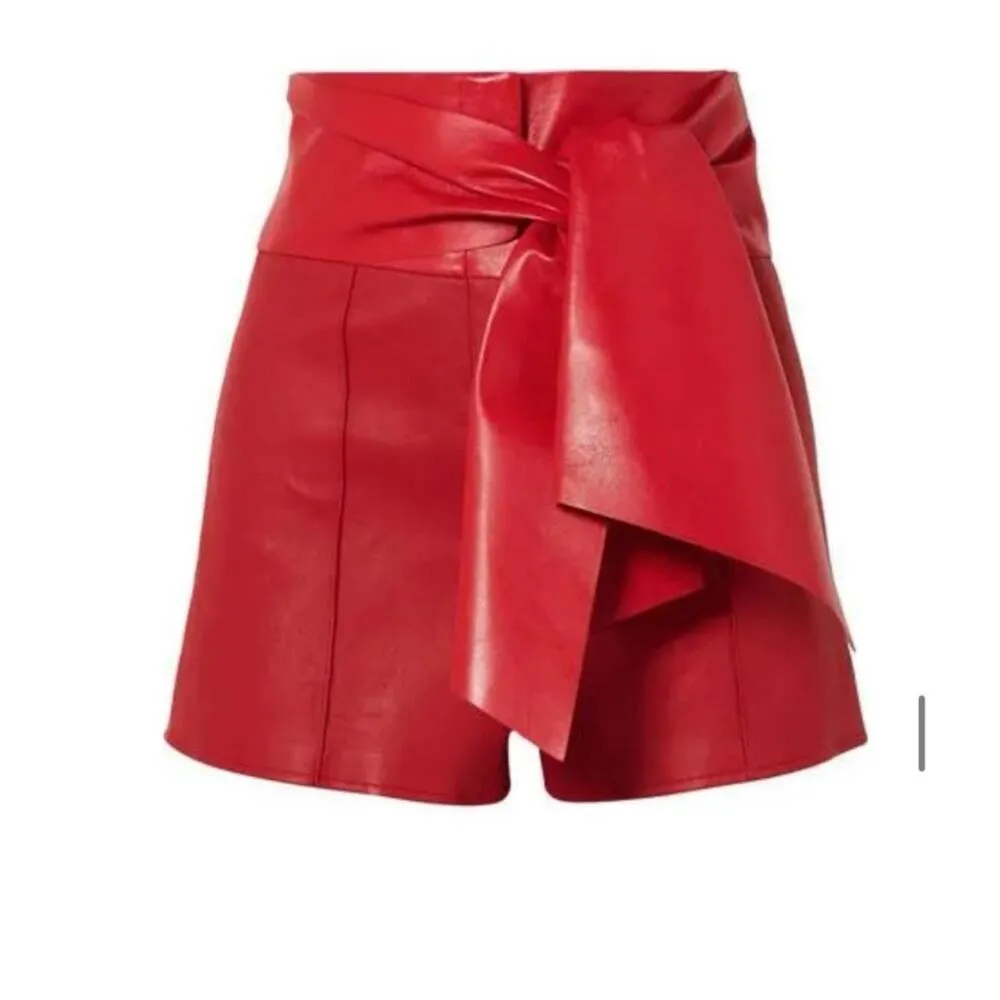 VALENTINO Garavani Red Bow-Detailed Leather Shorts size EU 38 - Image 2