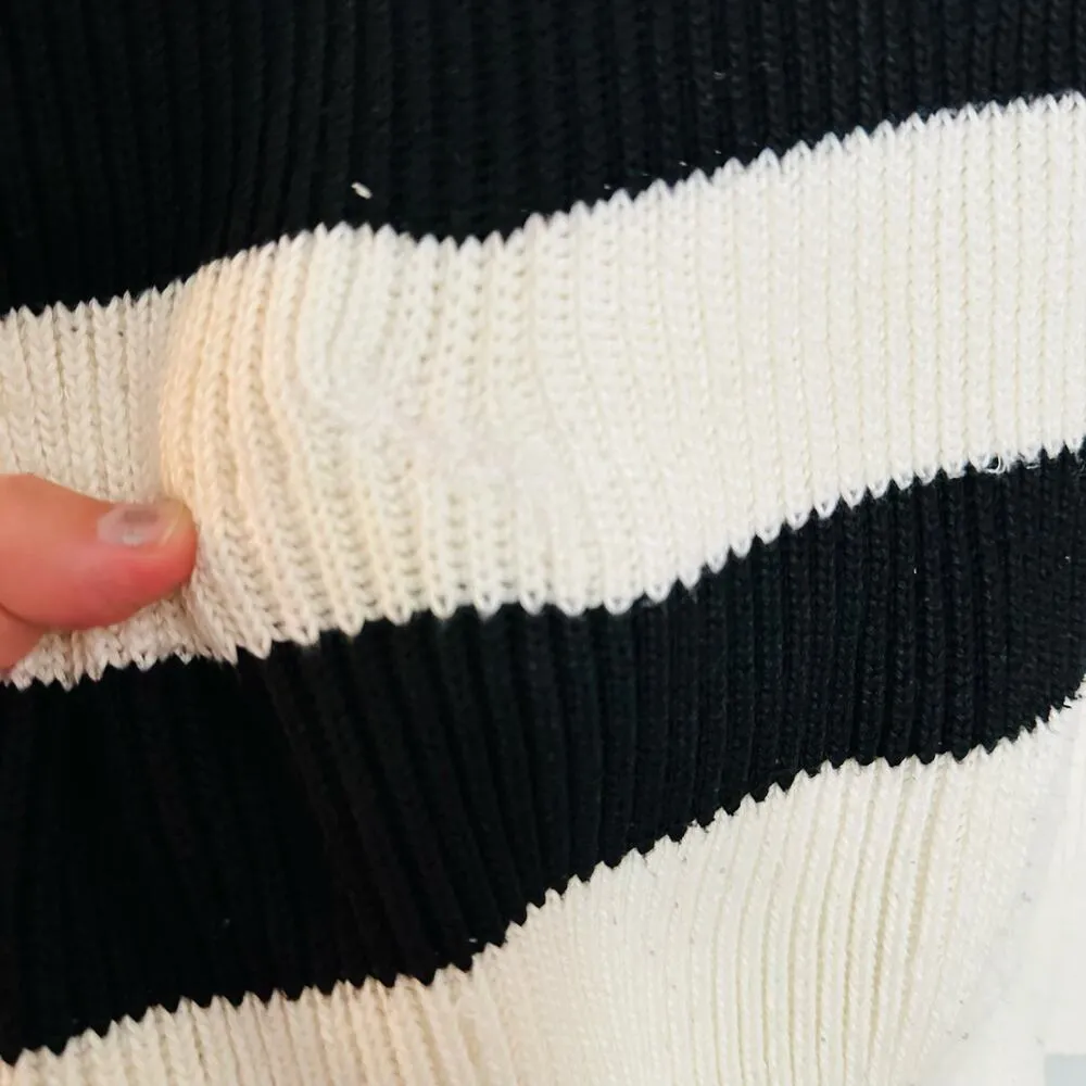 SOON Maternity Jenni Black White Striped Collared V - Image 8