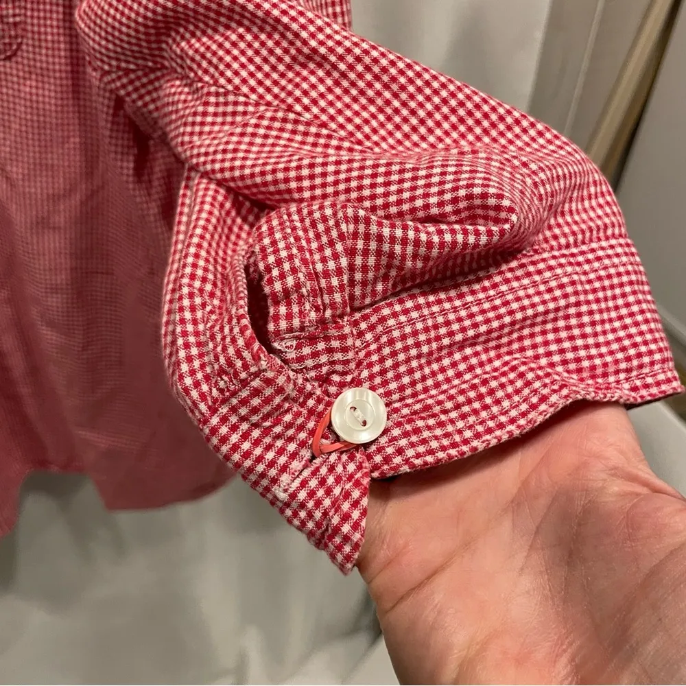 Vintage Looney Tunes Tweety embroidered pocket red checkered button front shirt - Image 4