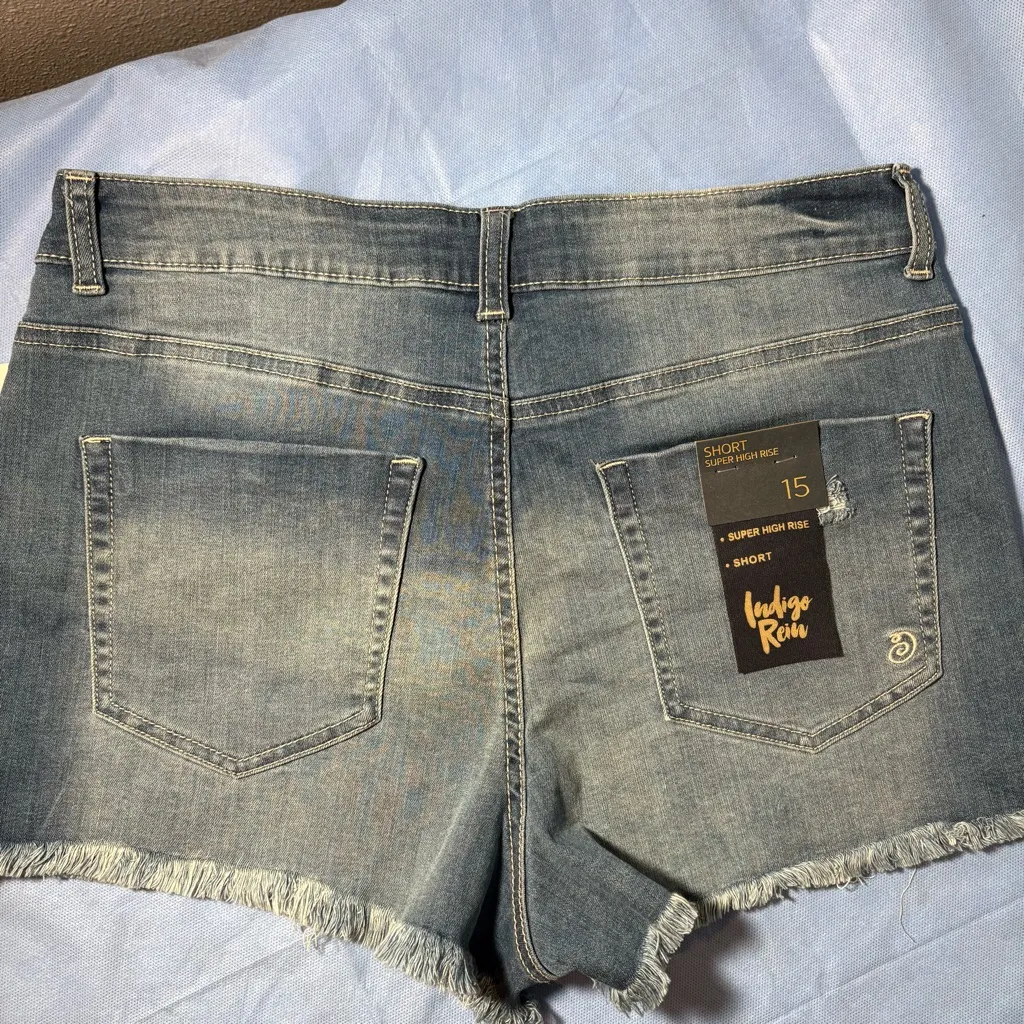 Indigo Rein Distressed Blue Jean Shorts - Image 12