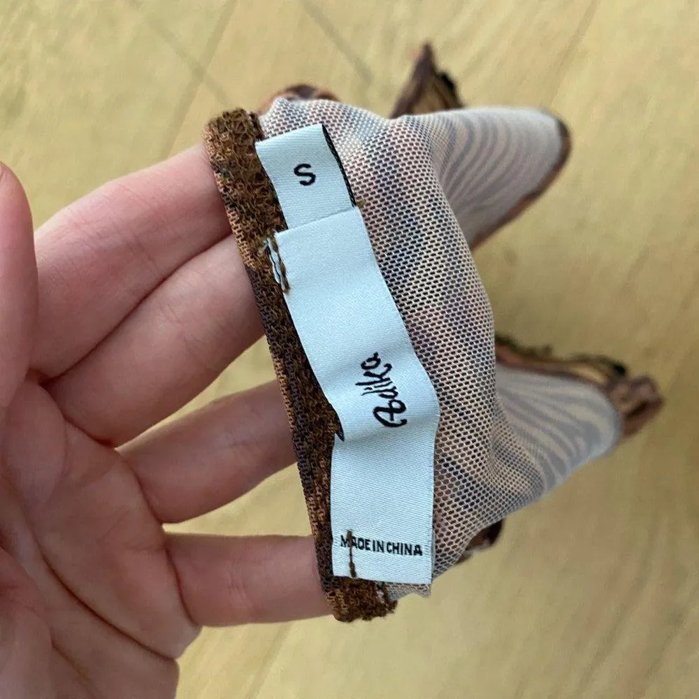 Adika Zebra Mesh and Lace Crop Top in Brown & Black - Image 3