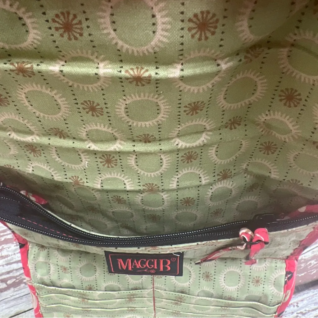 Maggi B Womens Quilted Floral 100% Cotton MultiPocket Wallet Crossbody/Purse Bag Red - Image 10