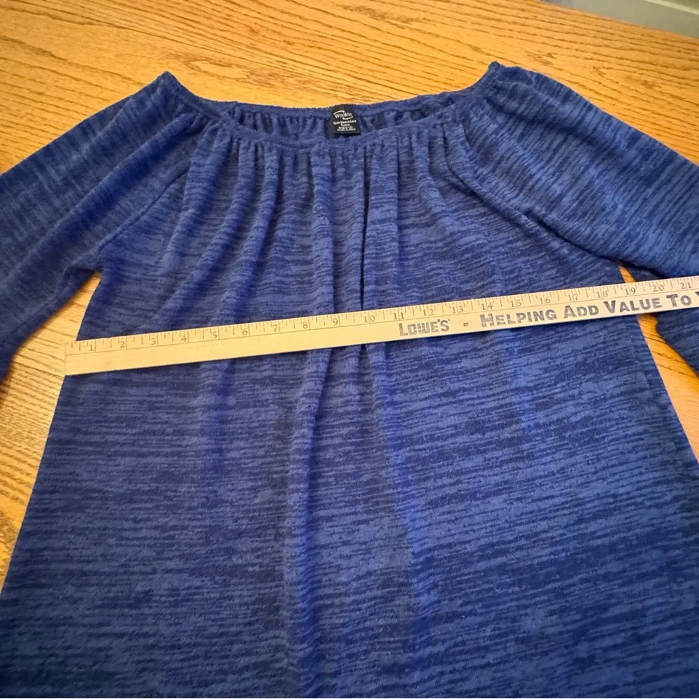 Vintage Win Win Women’s L-XL Blue Open Sleeve Lace Tunic Lightweight Lace Sleeve - Image 5