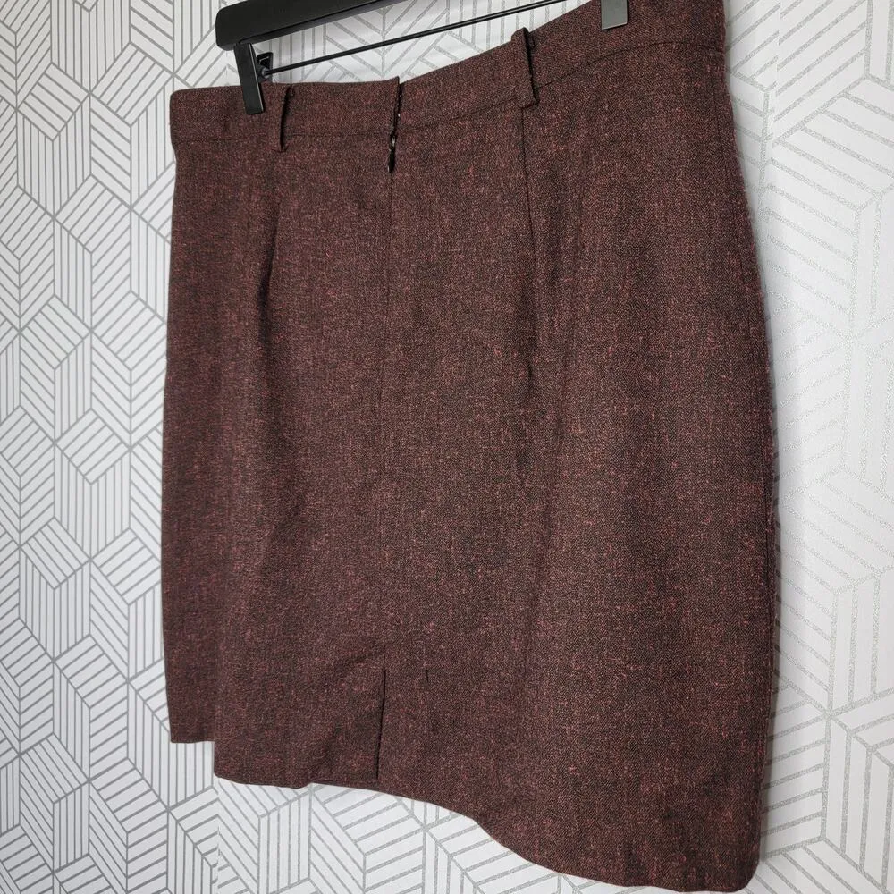 Burgundy Saks Fifth Ave Black Label Tweed Skirt Sz 14 Red - Image 5