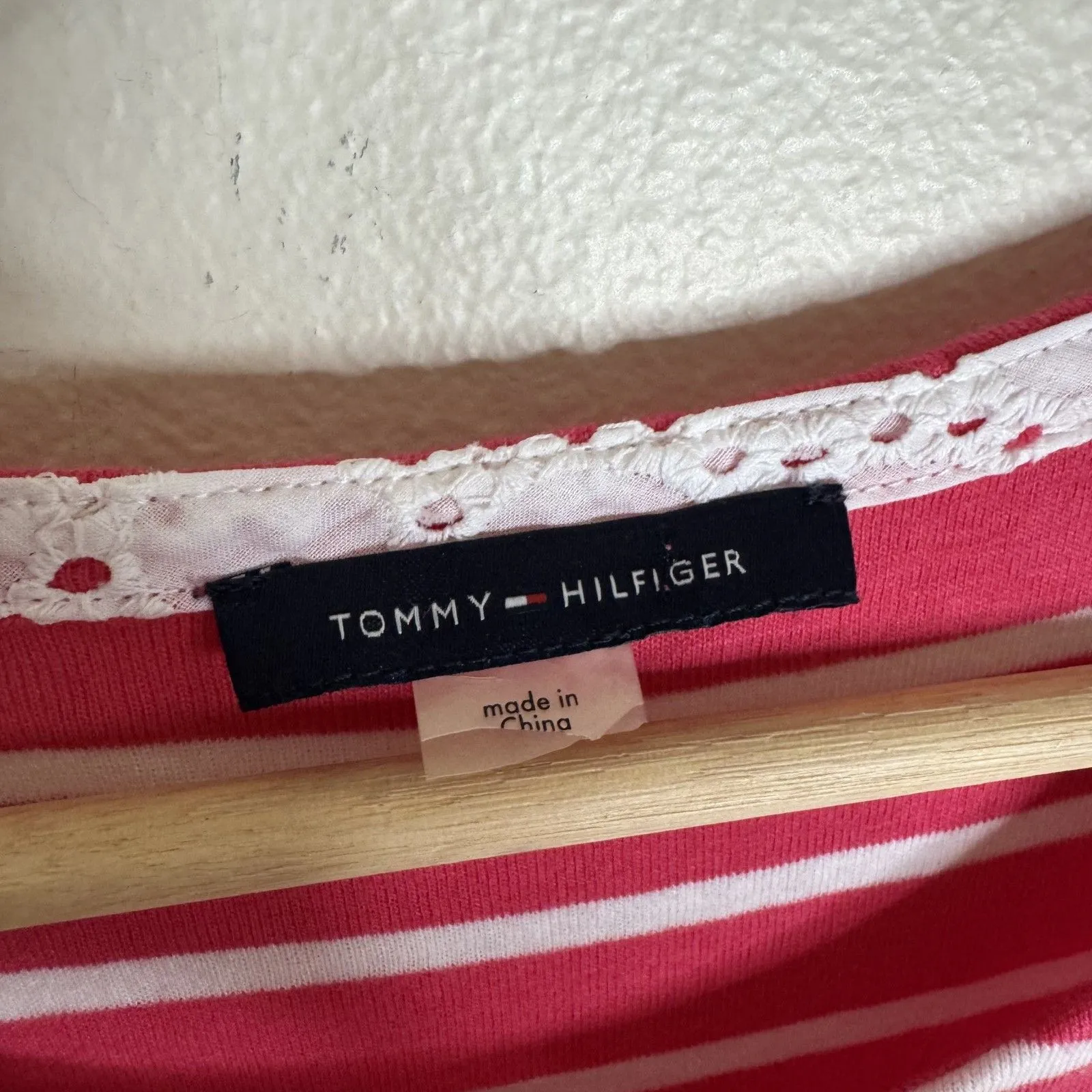 Tommy Hilfiger Dress Womens Large Striped Eyelet Hem Short Sleeve Summer Casual - Image 5