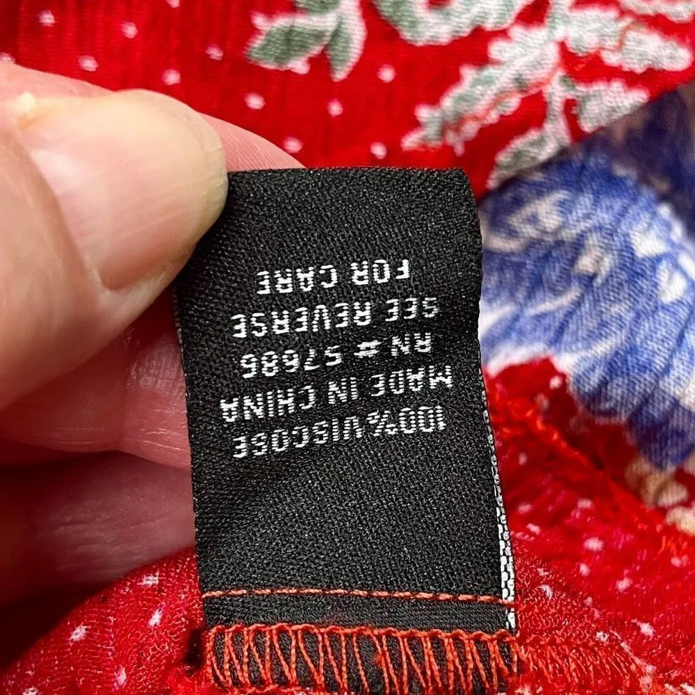 New Look Off The Shoulders Red Boho Floral Blouse XL - Image 9