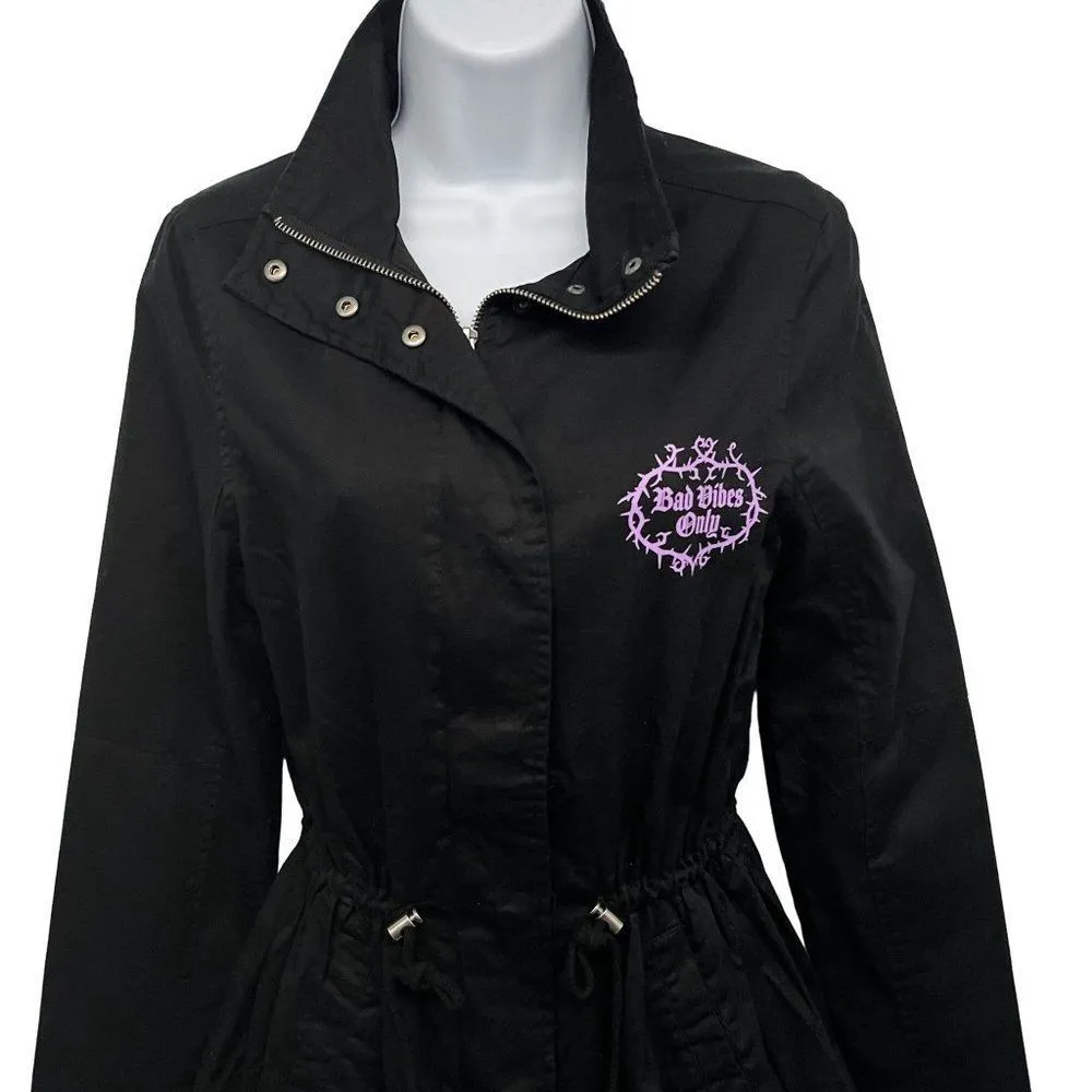 Disney Bad Vibes Only Villains Skull Cargo Utility Zip Up Parka Jacket Coat Rare - Image 6