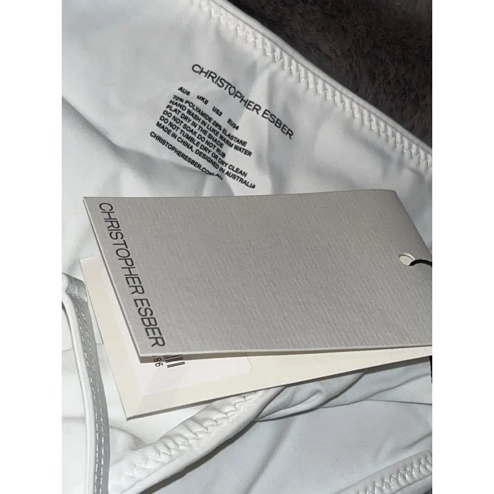 CHRISTOPHER ESBER Looped Tie Bikini Bottom in White 2 New Womens Swimsuit - Image 9